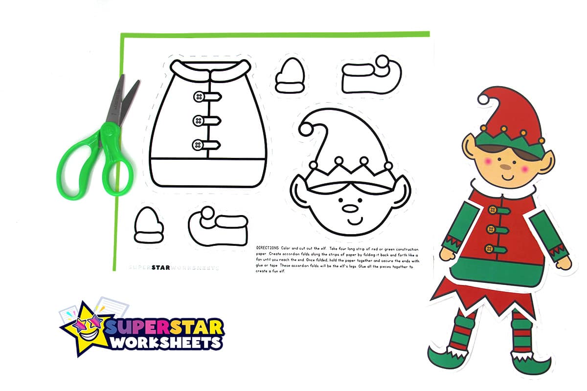 elf template - superstar worksheets